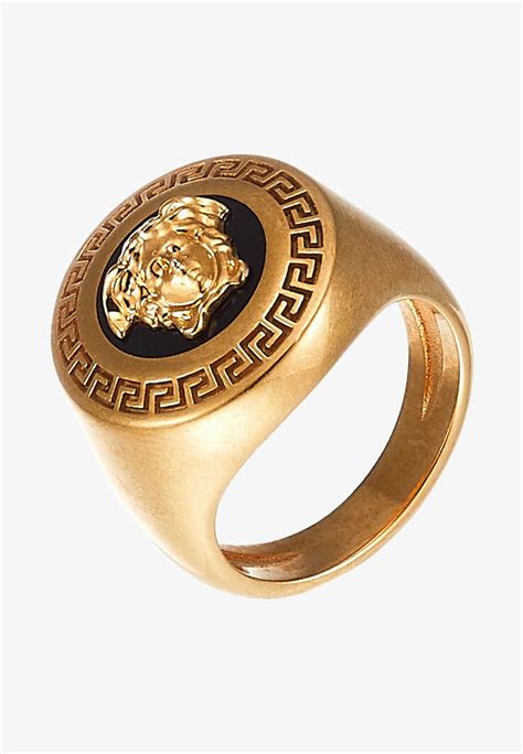 versace anello nero oro